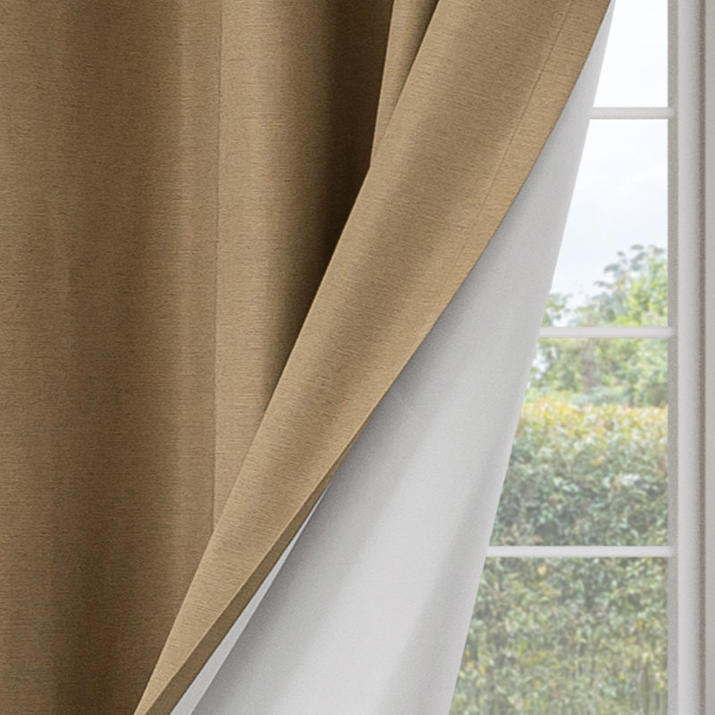 Paire de rideaux occultant 100% coton brossé avec œillets (2 panneaux), L 52 po x L 84 po, Taupe