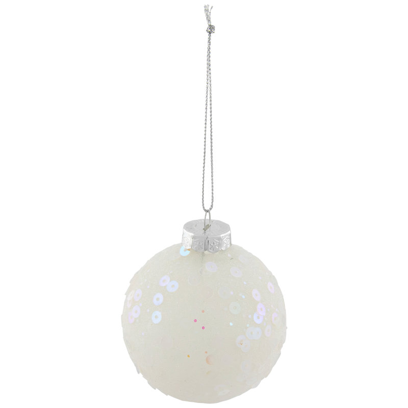 Boules de Noël à paillettes, Blanc