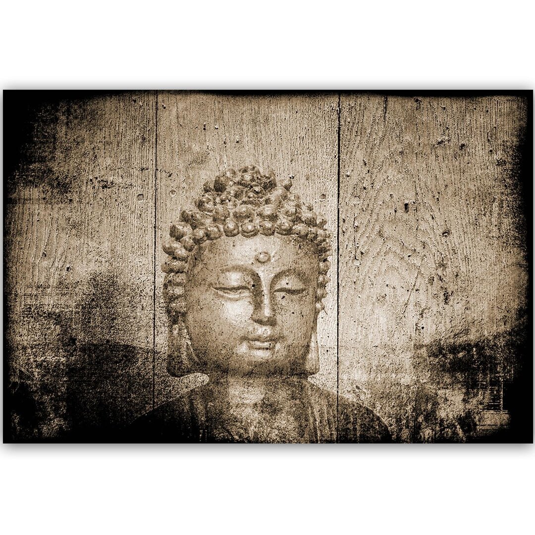 Leinwandbild Buddha on Wooden Background 4