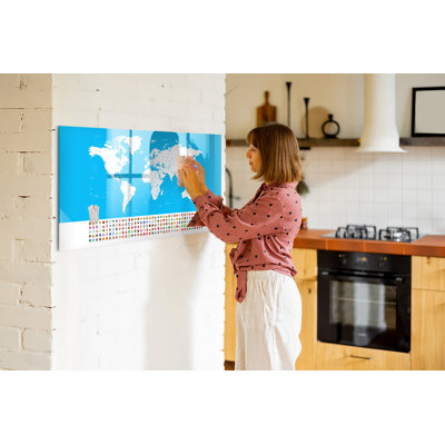 Magnetic Memo Board Whiteboard - 120 x 60 cm - With Marker and Magnets - Contour map of the states