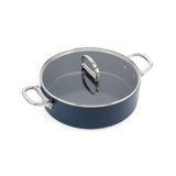 Joseph Joseph Space Ceramic Non-Stick 5 Qt. Shallow Casserole with Folding Handles and Lid