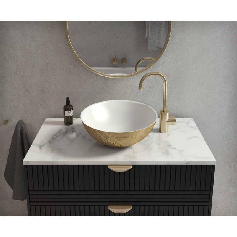 CasaDiVanna Bello 400mm L x 400mm W Marble Round Sink, Gold