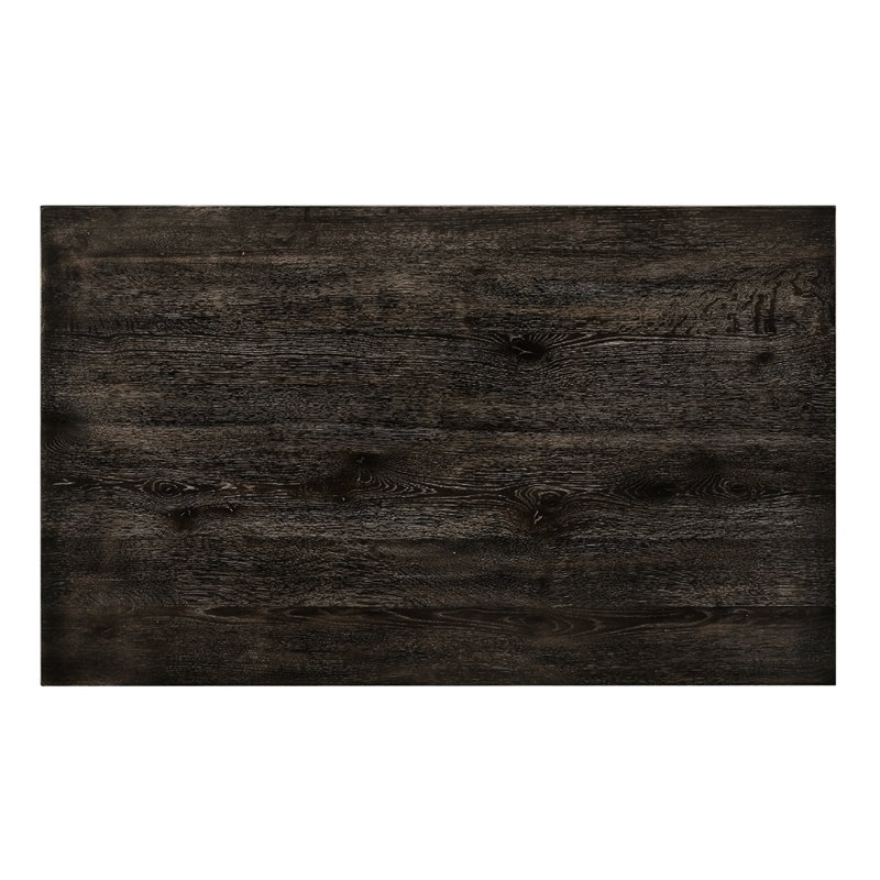 Table rectangulaire grise patinée pour la salle à manger, pouvant accueillir 6 personnes avec une base stable