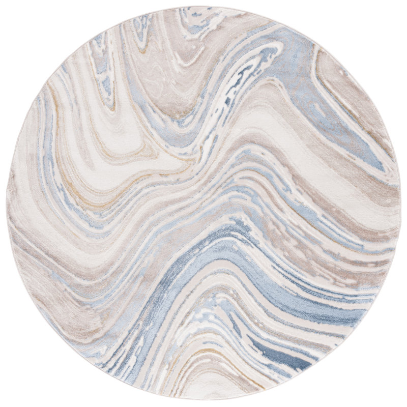 Jerolene Performance Abstract Rug, Round 6'7"