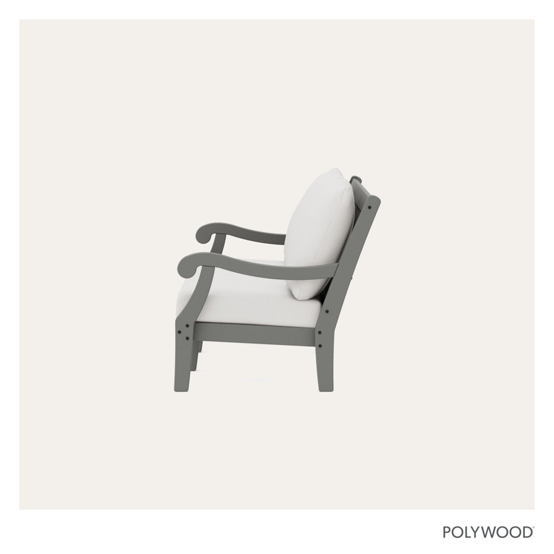 Canapé POLYWOOD x Birch Lane Verlyn, Coussin en lin naturel / structure gris ardoise