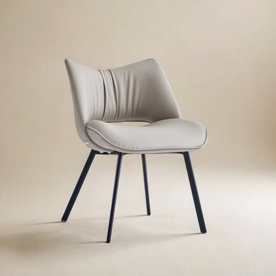 Solid Grey Dining Chairs, Mid-Century Style Side Chairs, Leather-Aire Upholstered For Dining Room