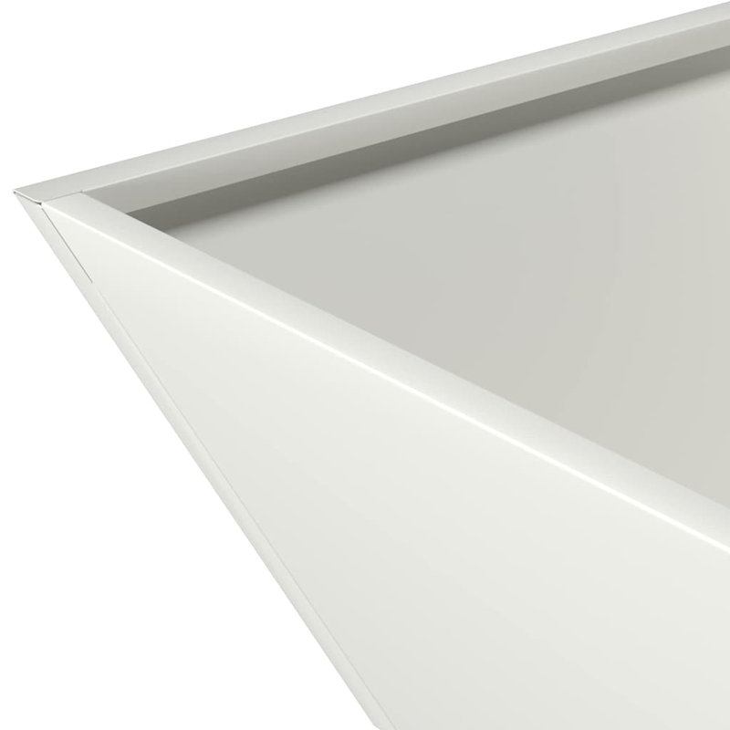 Garden Planter Decor Metal Trapezoidal Outdoor Modern Terrace Holder, White, 15cmH x 35cmW x 35cmD