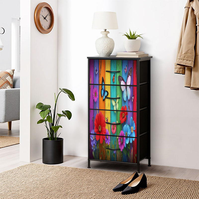 Commode pour commode de chambre à coucher Commode pour chambre à coucher avec placard à fleurs 4 pièces