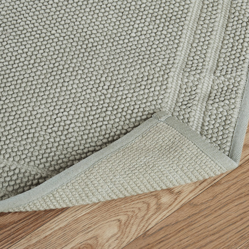  Luxe Looped Textured Cotton Bath Rug, Green