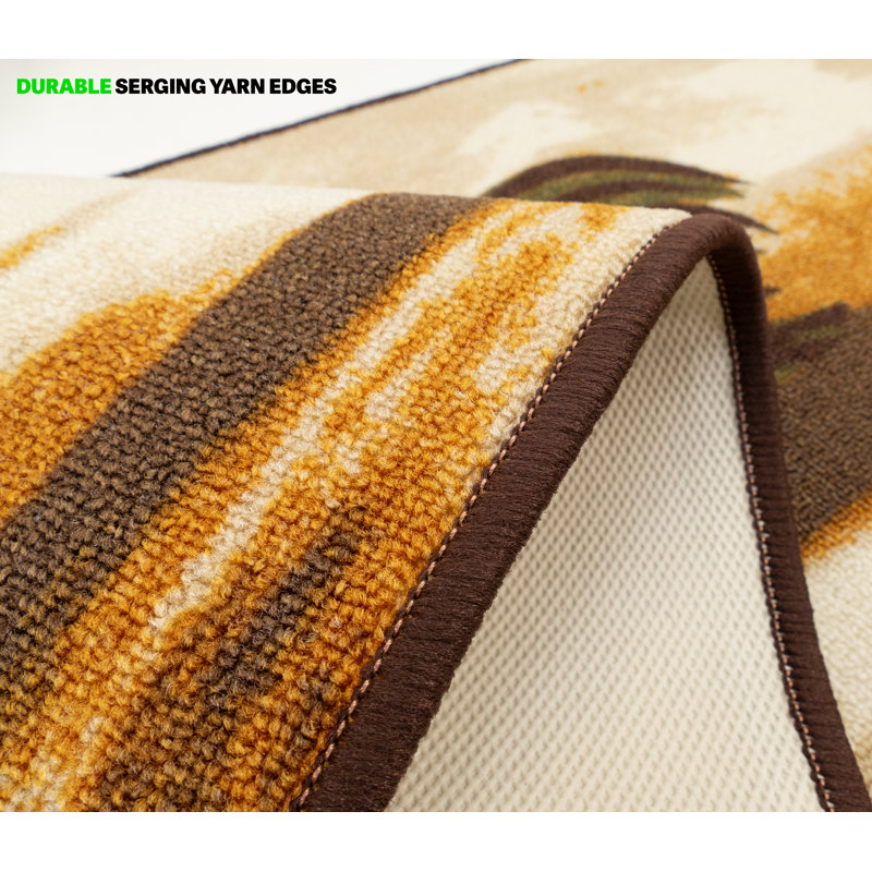 Tapis de couloir beige coq lavable à la machine, Tapis de couloir 1 pi 8 po x 4 pi 11 po