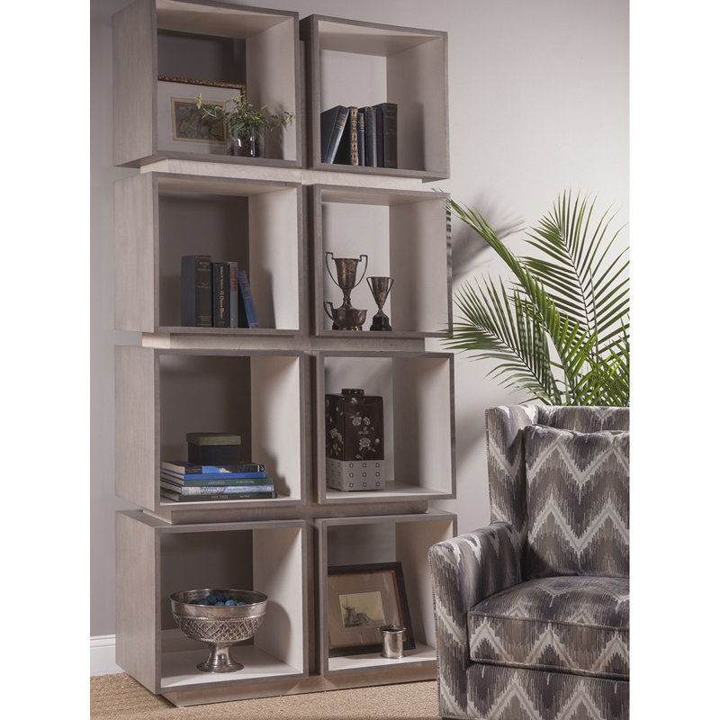 Transitional Mercury 42" White Oak and Ash Burl Cube Etagere