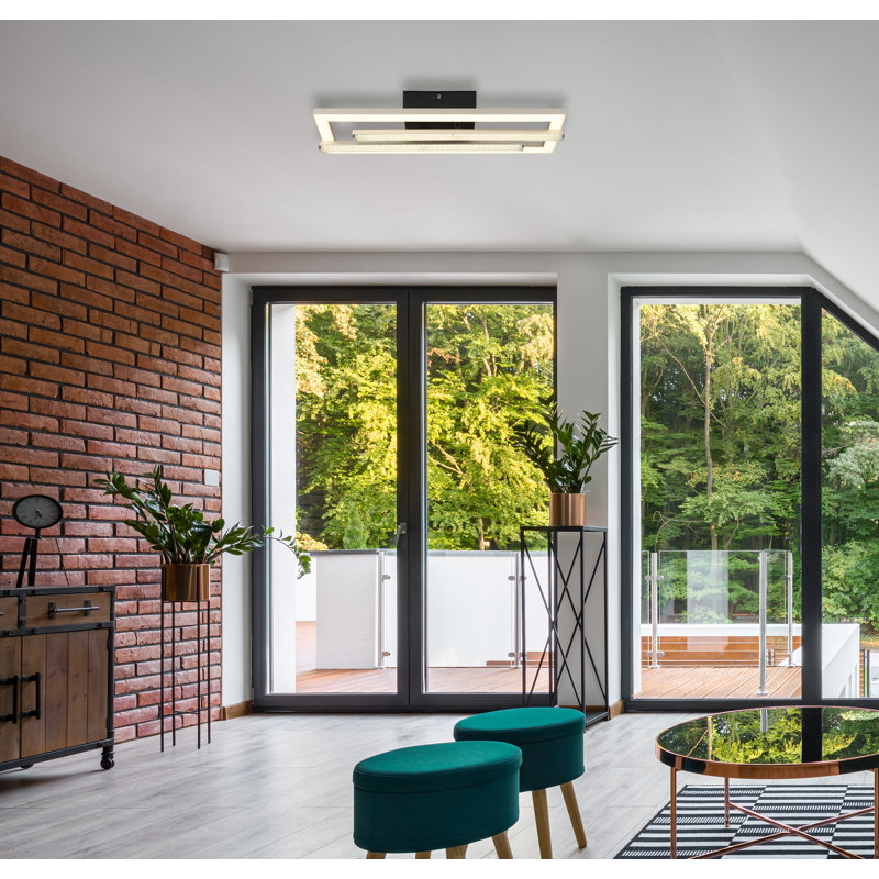 Deaken LED Flush Mount, Matt black/silver colors