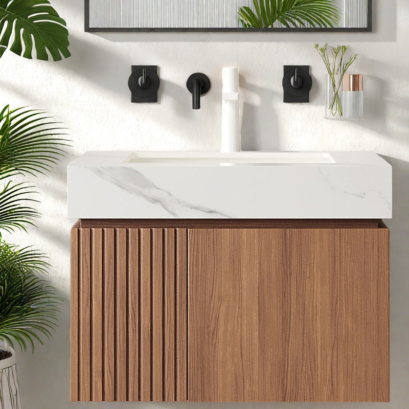 Meuble-lavabo moderne (doit inclure le meuble-lavabo et le lavabo) avec rangement