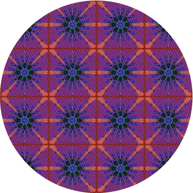 Rose géométrique/Tapis décoratif violet, Rond 5 pi