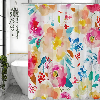 Floral Shower Curtains with Hooks Included