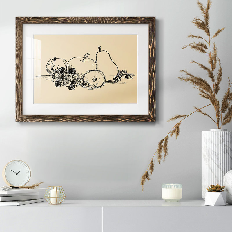 Graphite Fruit I, reproduction encadrée sur papier, H 28 po x l 42 po x P 1,5 po, Noyer