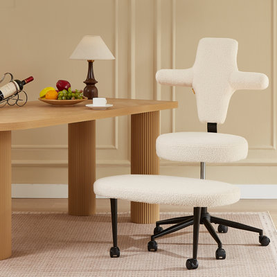 Reversible Criss Cross Chair Ergonomic Swivel Office Chair Extra-Wide Cushion With Retractable Footstool Lumbar Support And Height Adjustable, White by Latitude Run