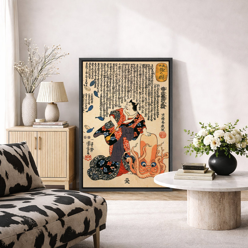 Art japonais de chat et de pieuvre Ukiyo-e japonais, photos de style Edo rétro, impression sur toile encadrée