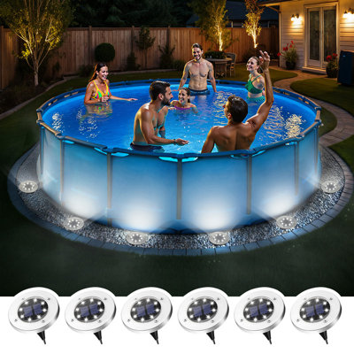 Silver Low Voltage Solar Powered Integrated LED Metal Pathway Light Pack(set of 6)