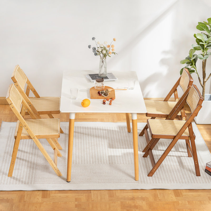 Chaises pliantes en rotin, chaises de salle à manger modernes Mid-Century, Noyer, 2
