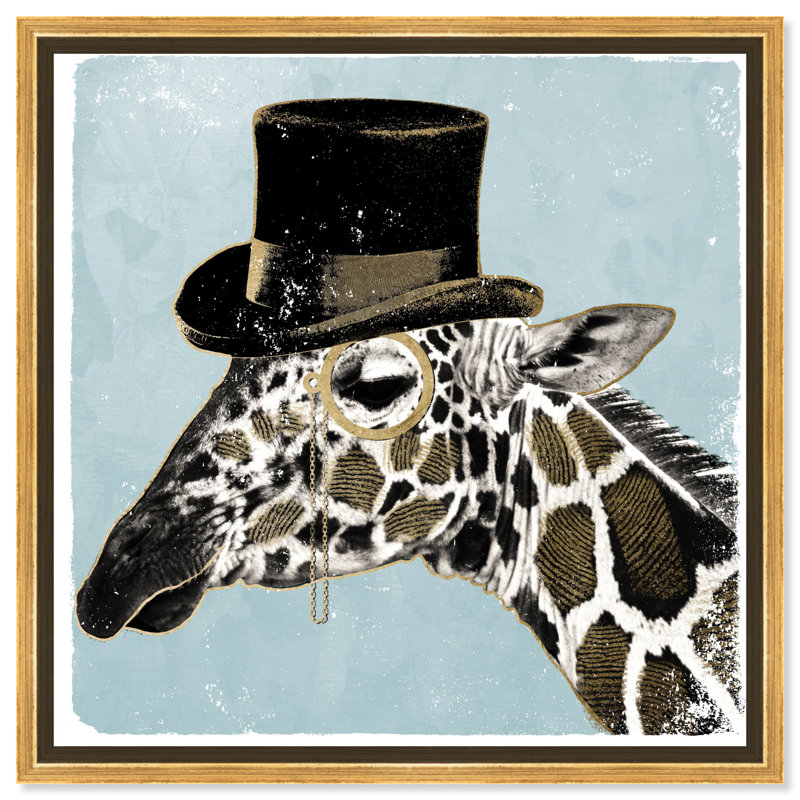 «Animals Gentleman Giraffe Zoo and Wild Animals», impression, H 30 po x l 30 po x 1,5 po, Toile encadrée d'or