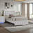 3 PC Faux Leather Diamond Tufted Platform Bed Set ,Bed Frame With Set Of 2 Modern Led End Table.-352706968-352706969