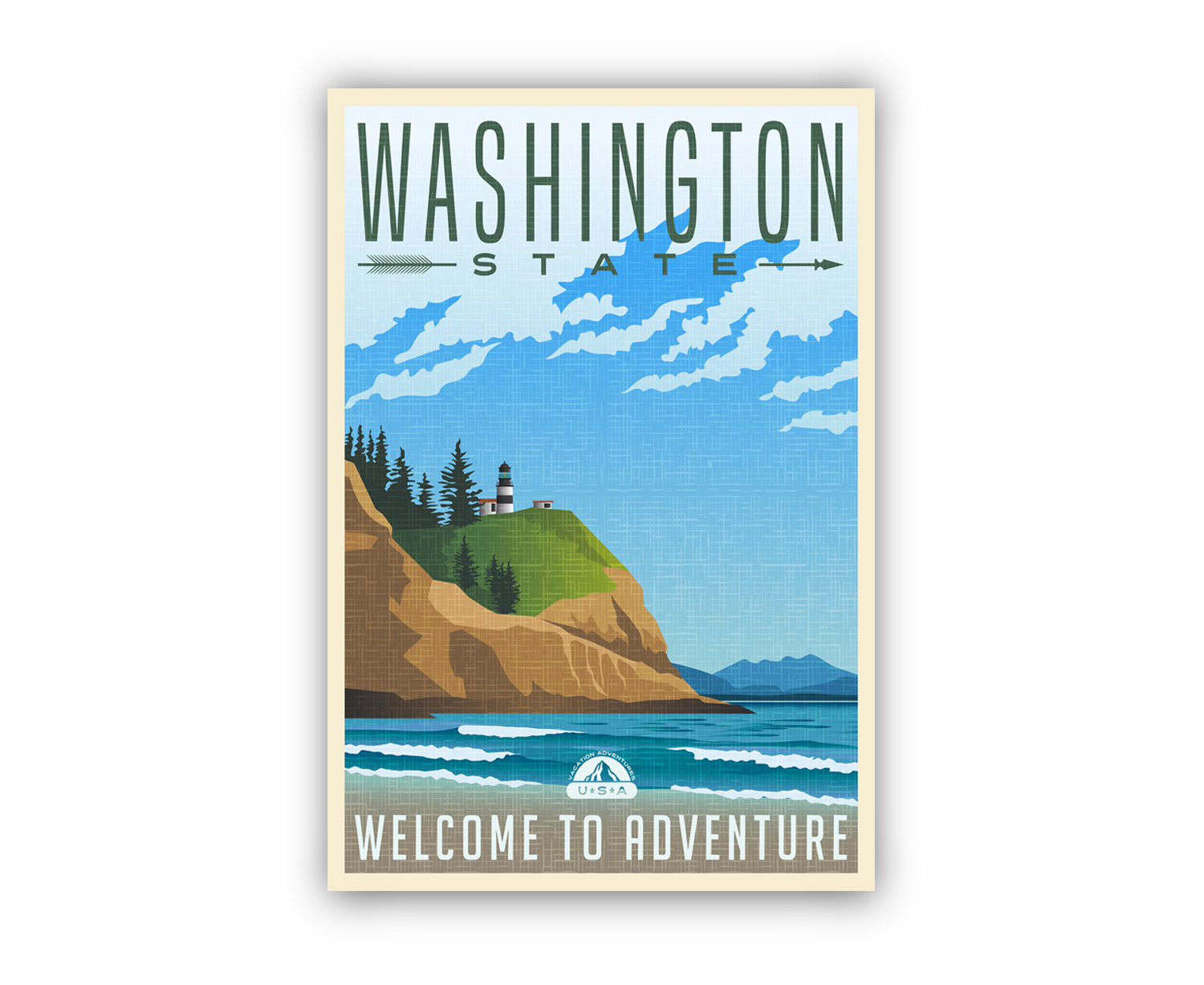 Trinx Washington Retro Style State Travel Poster, Vintage Unframed ...