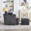 Fauteuil d'appoint pivotant surdimensionné rembourré avec repose-pieds-131277057