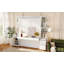Grand lit escamotable avec bureau, tablettes et armoires de rangement, lit escamotable pour bureau à domicile peu encombrant, lumières