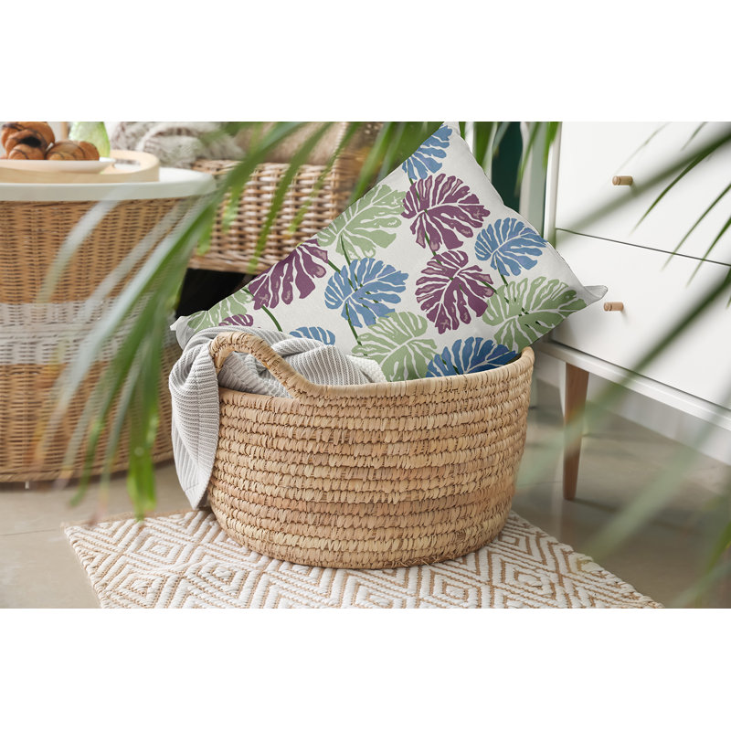 Coussin décoratif floral intérieur / extérieur en polyester, H 14 po x l 20 po, Rectangle