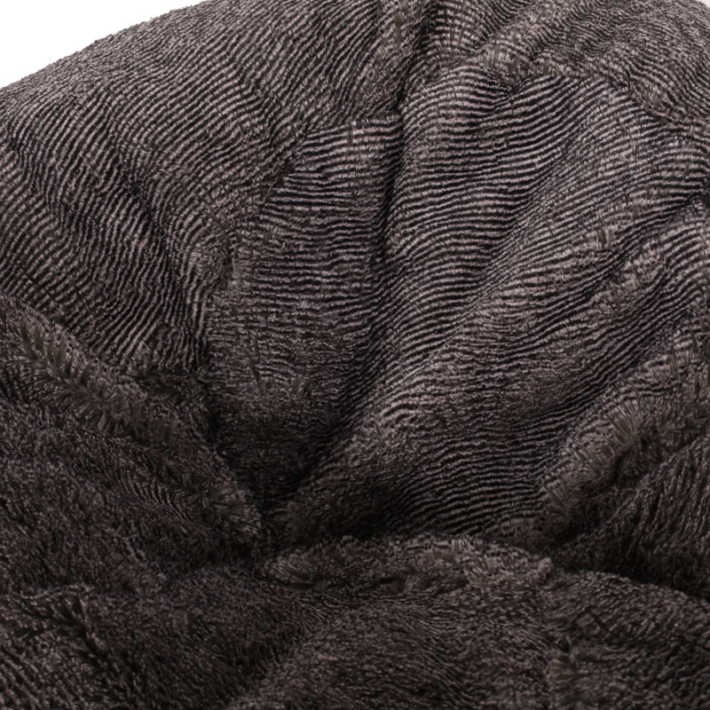 3 Foot Rounded Bean Bag Chair, Brown Faux Fur