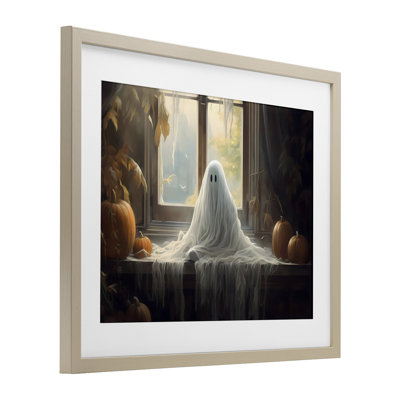 Fantôme assis dans une fenêtre, reproduction encadrée sous verre, design par LSR Design Studio