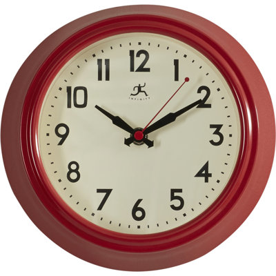 Retro Round Aluminum Wall Clock 8.5 Inches