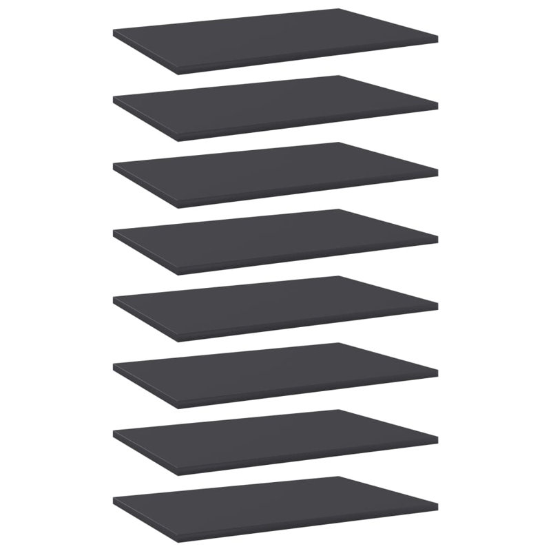 Bookshelf Boards 8 pcs Engineered Wood, Gray, (8 Shelves) 0.59" H x 23.62" W x 15.75" D
