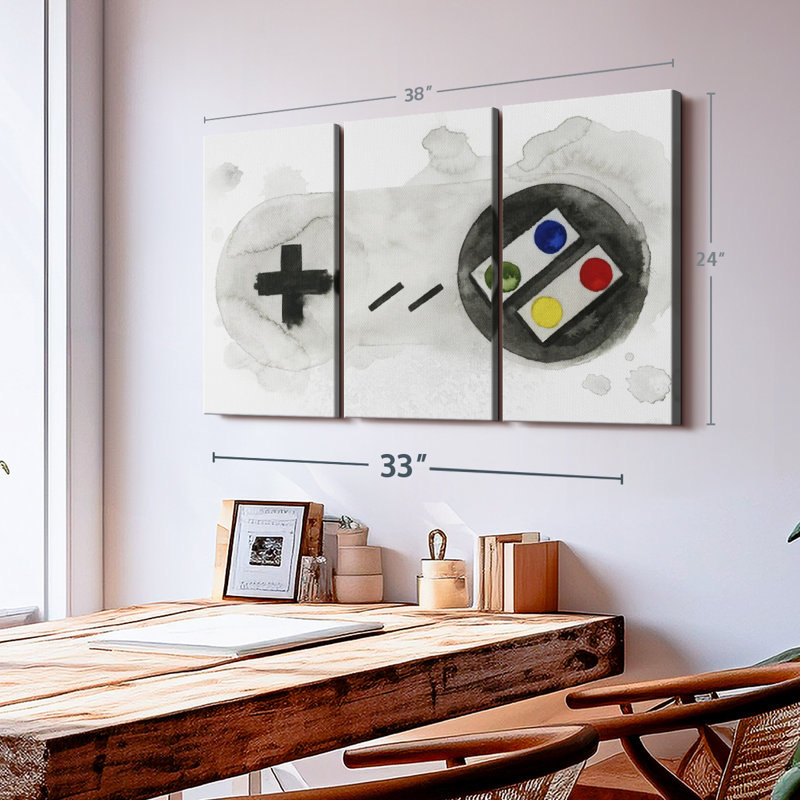 «Gamer II» sur toile, H 24 po x l 38 po x P 1,25 po