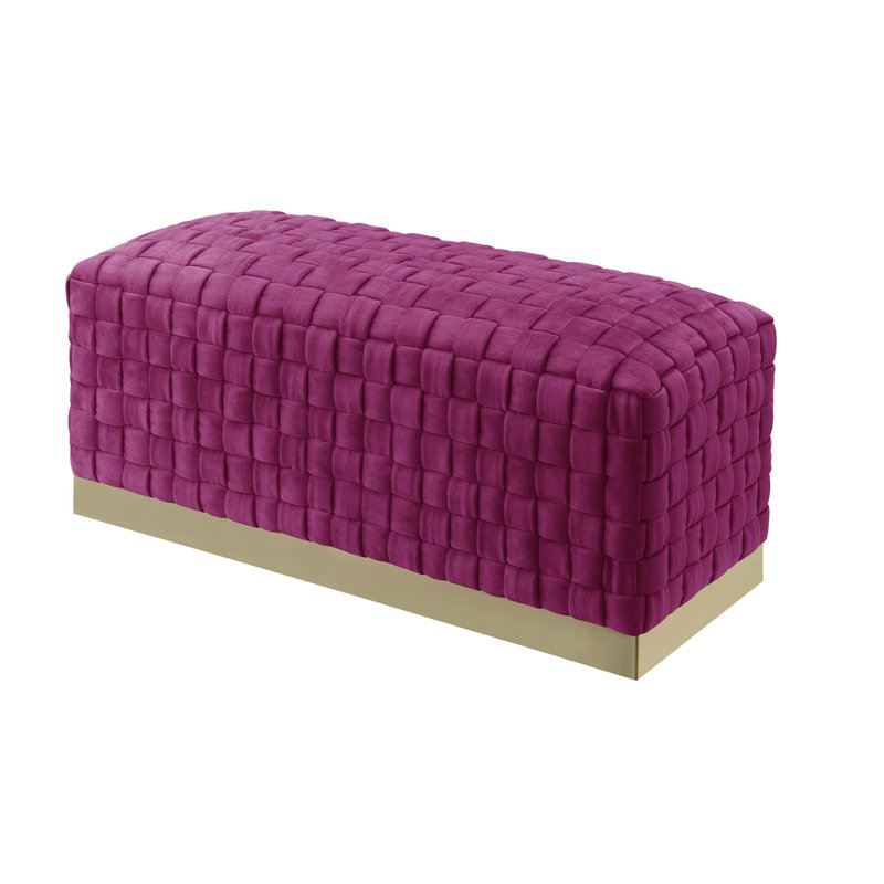 Tylani Velvet Upholstered Bench, Gold, Fuchsia