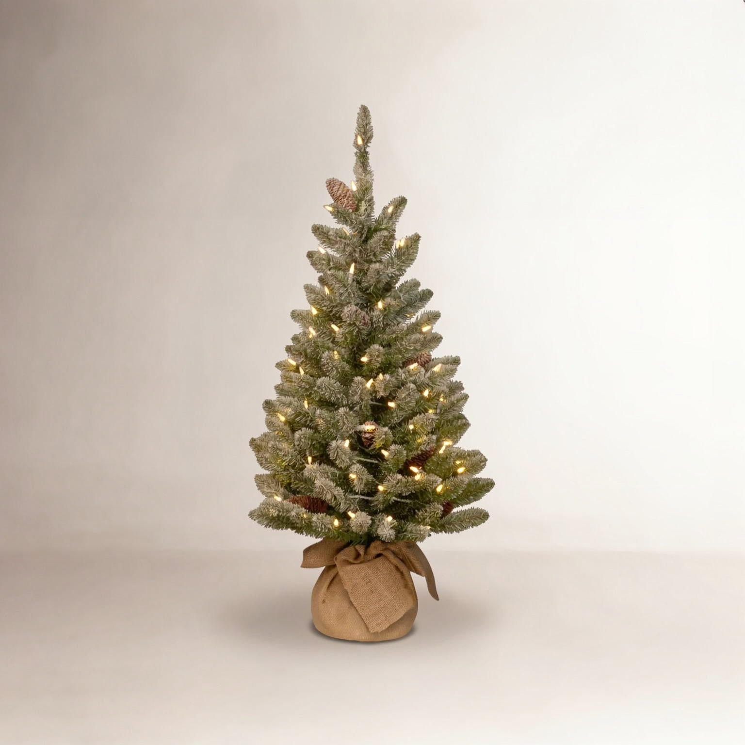 Flocked Fir Tree with LED Lights, 3'