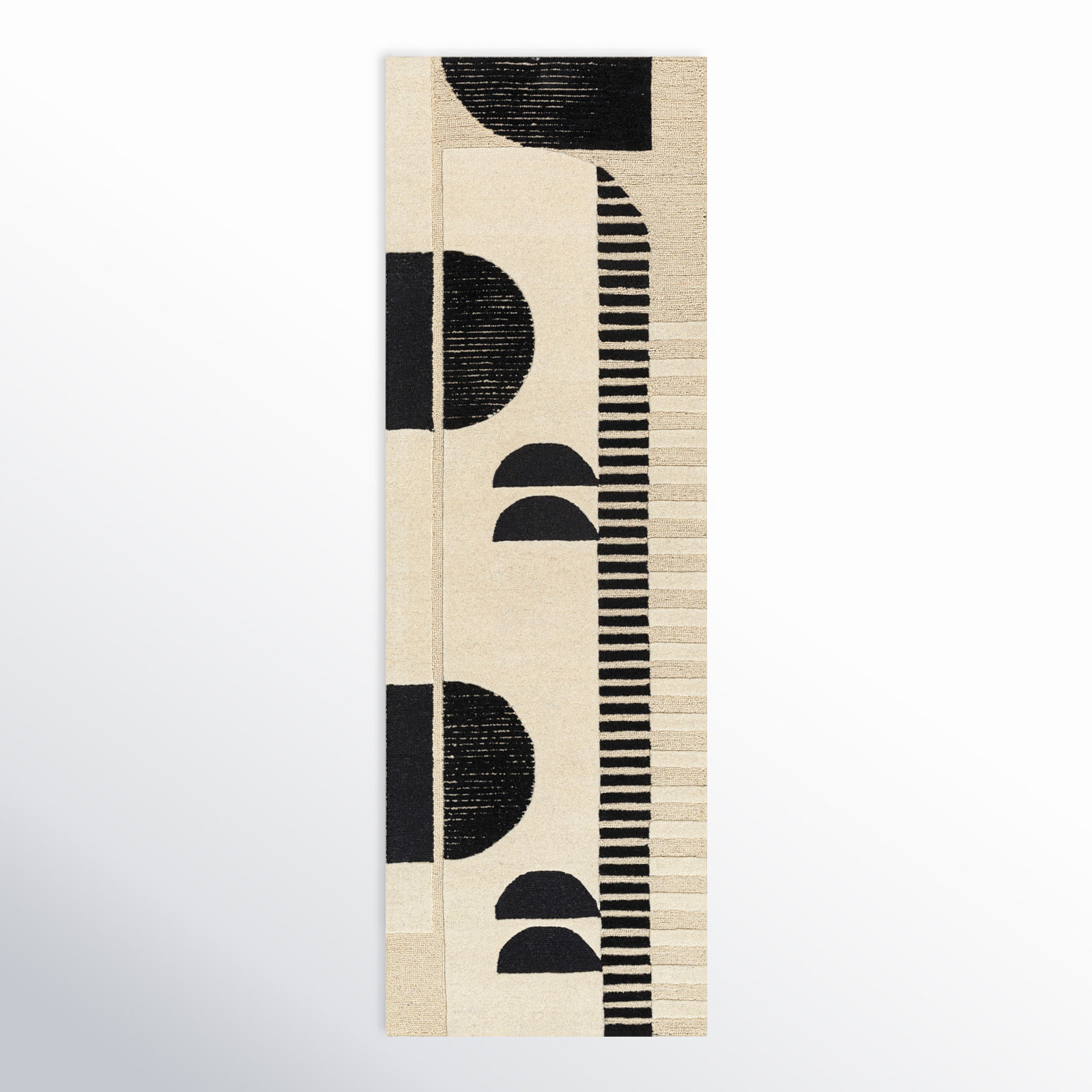 Sola Wool Cream/Black/Light Beige Rug, Runner 2'6" x 8'