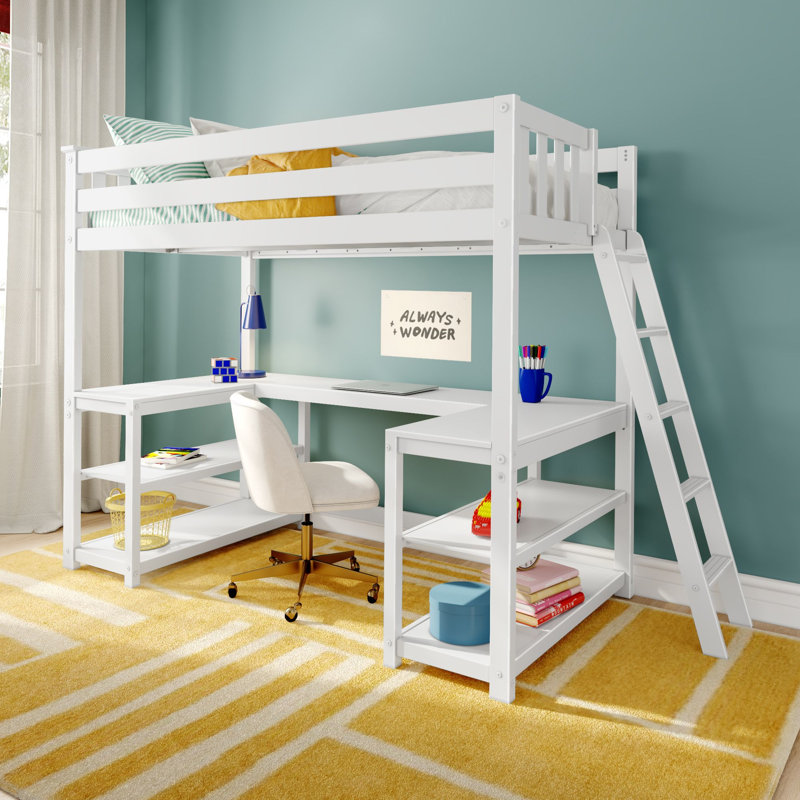 Classic Twin High Loft with Wraparound Desk