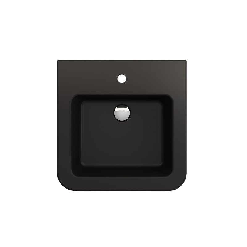 Lavabo de salle de bain carré double en argile réfractaire 19,69 "BOCCHI Parma, Noir mat