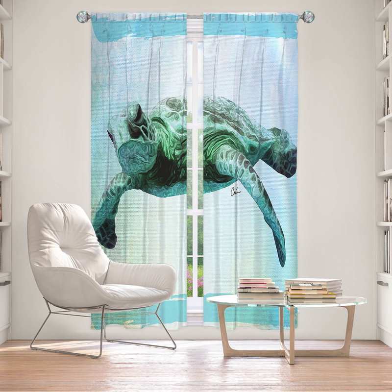 Ensemble de rideaux obscurcissant et isolant avec passe-tringle 7 pièces Corina Bakke - Sea Turtle, L 20 po x L 82 po
