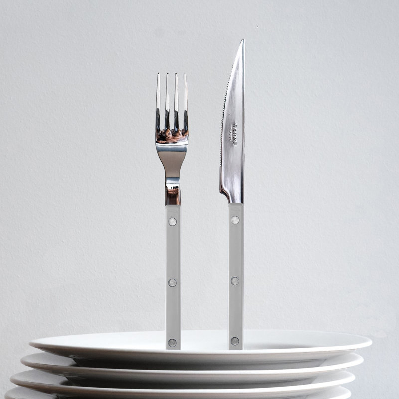 Bistrot Solid 5 - Piece Stainless Steel Flatware Set - Service for 1, Gray