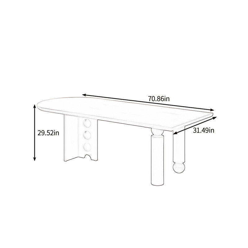 Creative solid wood dining table, 29.52"H x 70.86"L x 31.49"W