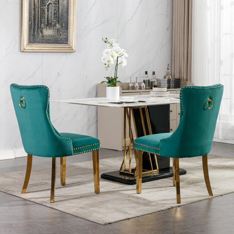 20 " H Velvet Upholstered Side Chair, Vert