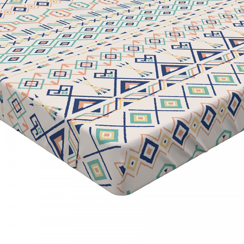 Microfiber Geometric Fitted Sheet, Twin Fitted Sheet