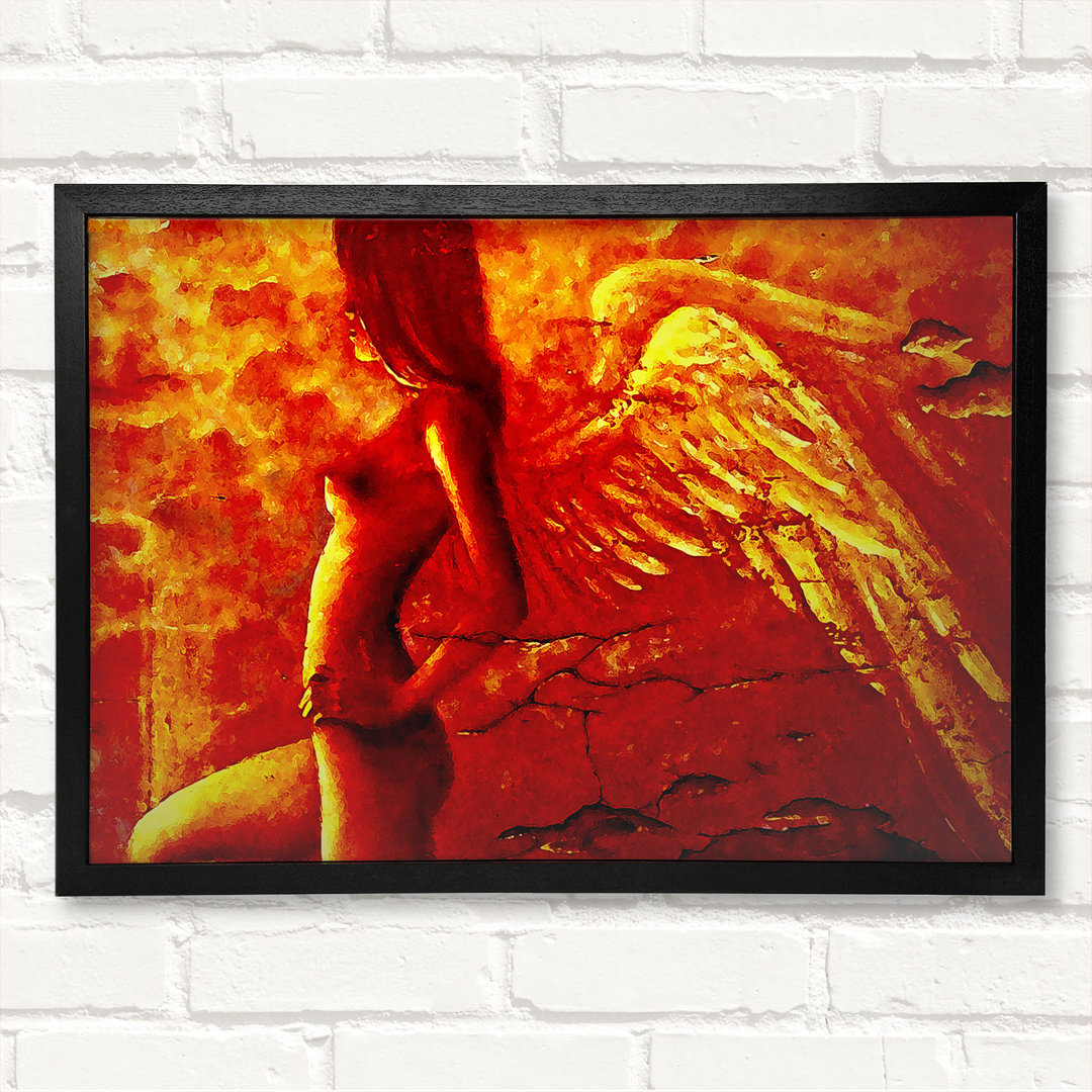 Orange Angel Wings Gerahmter Druck