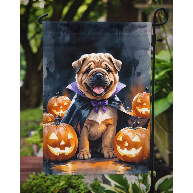 Drapeau de jardin chiot Halloween, Shar Pei