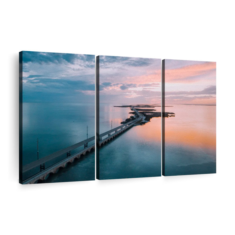Ensemble de pont sur toile Seven Mile Bridge 3 pièces, H 24 po x l 38 po x P 1,25 po