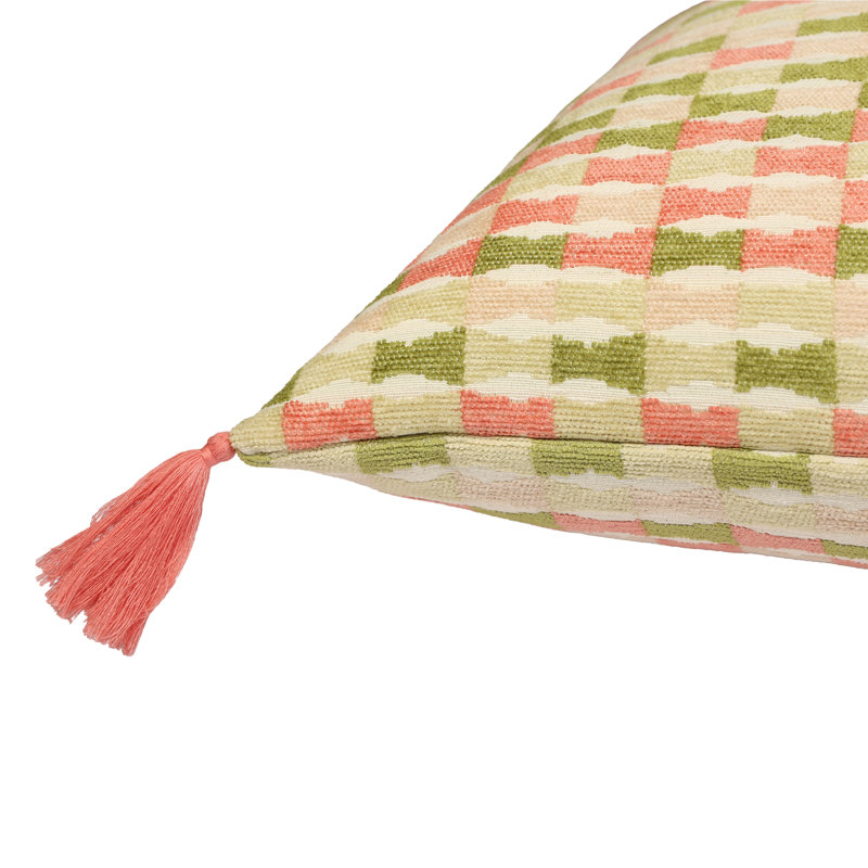 Housse de coussin en jacquard de couleur rouge à lèvres Tatami (paquet de 2), H 12 po x l 20 po, Rectangulaire