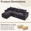 Canapé d'angle convertible modulable en chenille noire de 280 cm avec méridienne, mousse 32D-180144940-180144941